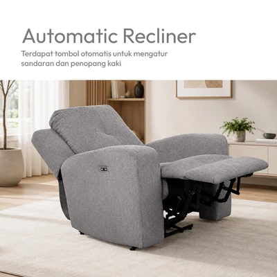Gambar Ashley Danum Sofa Recliner Fabric 1 Seater - Abu-Abu