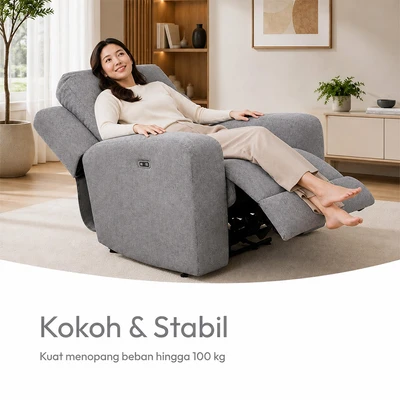 Gambar Ashley Danum Sofa Recliner Fabric 1 Seater - Abu-Abu
