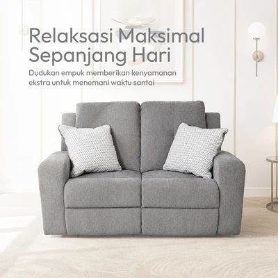 Gambar Ashley Danum Sofa Recliner Fabric 2 Seater - Abu-Abu
