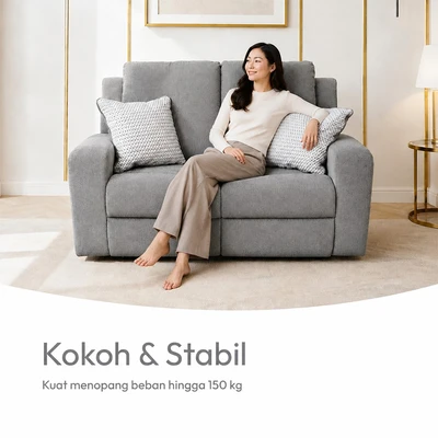 Gambar Ashley Danum Sofa Recliner Fabric 2 Seater - Abu-Abu