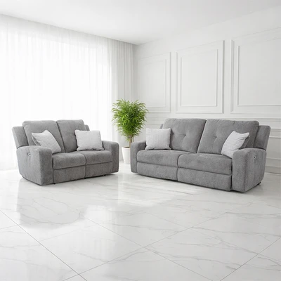 Gambar Ashley Danum Set Sofa Recliner Fabric 2 & 3 Seater - Abu-Abu