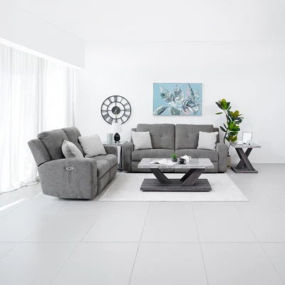 Gambar Ashley Danum Set Sofa Recliner Fabric 2 & 3 Seater - Abu-Abu