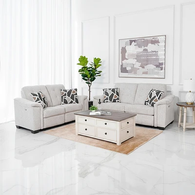 Gambar Ashley Beanconfield Set Sofa Recliner Fabric 2 & 3 Seater - Abu-Abu