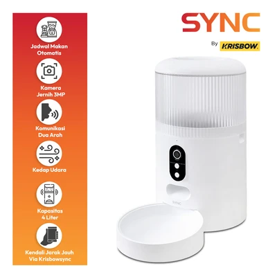 Gambar Krisbow Sync Smart Tempat Makan Hewan Dengan Kamera 4 Liter - Putih