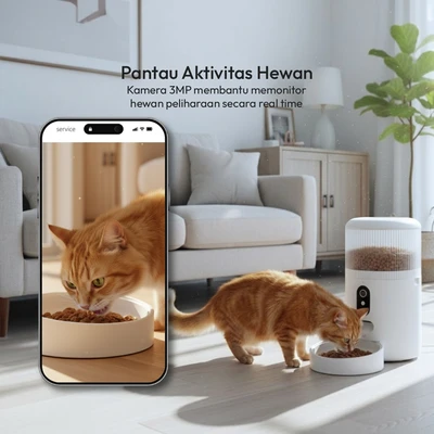 Gambar Krisbow Sync Smart Tempat Makan Hewan Dengan Kamera 4 Liter - Putih