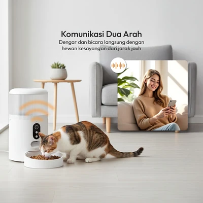 Gambar Krisbow Sync Smart Tempat Makan Hewan Dengan Kamera 4 Liter - Putih