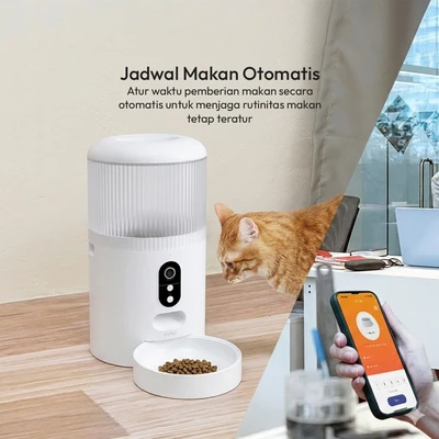 Gambar Krisbow Sync Smart Tempat Makan Hewan Dengan Kamera 4 Liter - Putih