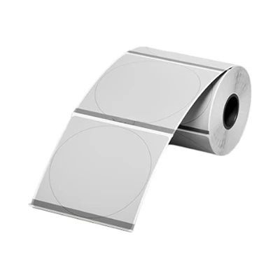 Gambar Odi Stiker Label Round Thermal 40x40 mm Transparan - Hitam