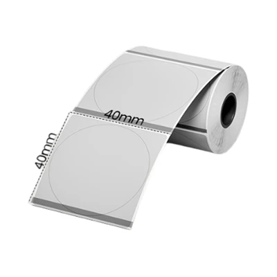 Gambar Odi Stiker Label Round Thermal 40x40 mm Transparan - Hitam