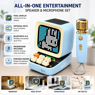 Gambar Divoom Ditoo-5M Speaker Bluetooth Portable Dengan Microphone - Biru