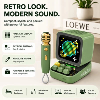 Gambar Divoom Ditoo-5M Speaker Bluetooth Portable Dengan Microphone - Hijau