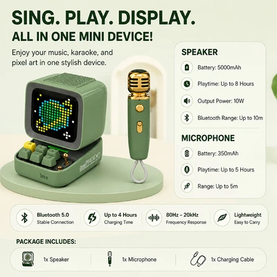 Gambar Divoom Ditoo-5M Speaker Bluetooth Portable Dengan Microphone - Hijau