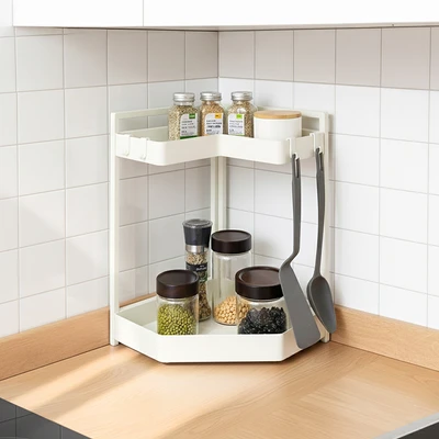 Gambar Informa Riona Rak Bumbu Dapur 2 Tingkat Corner Dengan Hook - Putih