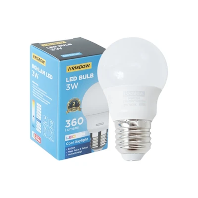 Gambar Krisbow Lumi Gen-2 Bohlam LED 3 Watt 360 Lumen Cool Daylight E27 - Putih