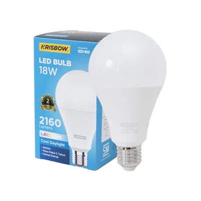 Gambar Krisbow Lumi Gen-2 Bohlam LED 18 Watt 2160 Lumen Cool Daylight E27 - Putih