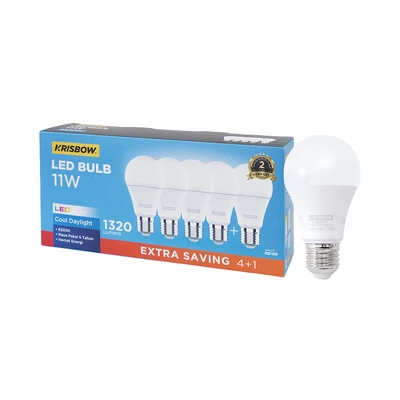 Gambar Krisbow Lumi Gen-2 Bohlam LED 11 Watt 1230 Lumen Cool Daylight E27 Set 5 pcs - Putih