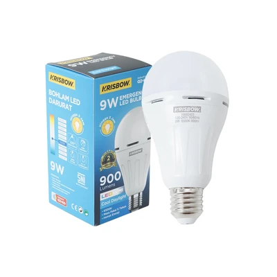 Gambar Krisbow Lumi Gen-2 Bohlam LED Darurat 9 Watt 900 Lumen Cool Daylight E27 - Putih