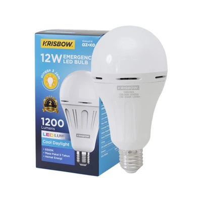 Gambar Krisbow Lumi Gen-2 Bohlam LED Darurat 12 Watt 1200 Lumen Cool Daylight E27 - Putih