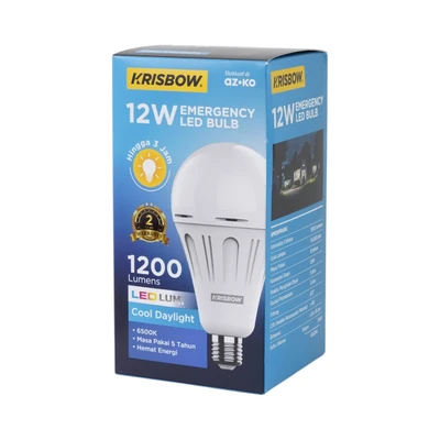 Gambar Krisbow Lumi Gen-2 Bohlam LED Darurat 12 Watt 1200 Lumen Cool Daylight E27 - Putih