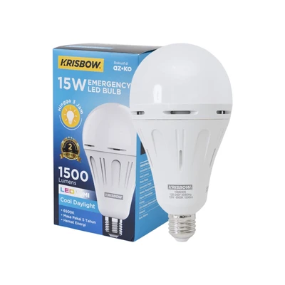 Gambar Krisbow Lumi Gen-2 Bohlam LED Darurat 15 Watt 1500 Lumen Cool Daylight E27 - Putih