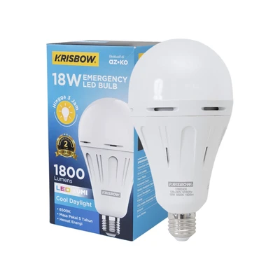 Gambar Krisbow Lumi Gen-2 Bohlam LED Darurat 18 Watt 1800 Lumen Cool Daylight E27 - Putih