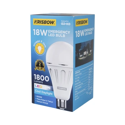Gambar Krisbow Lumi Gen-2 Bohlam LED Darurat 18 Watt 1800 Lumen Cool Daylight E27 - Putih