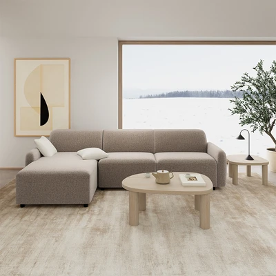 Gambar Nordia Rushville Set Sofa Modular Sudut Kiri Fabric - Krem Beige
