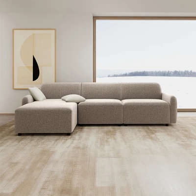 Gambar Nordia Rushville Set Sofa Modular Sudut Kiri Fabric - Krem Beige