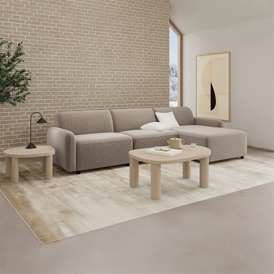 Gambar Nordia Rushville Set Sofa Modular Sudut Kanan Fabric - Krem Beige