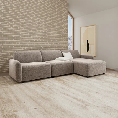 Gambar Nordia Rushville Set Sofa Modular Sudut Kanan Fabric - Krem Beige