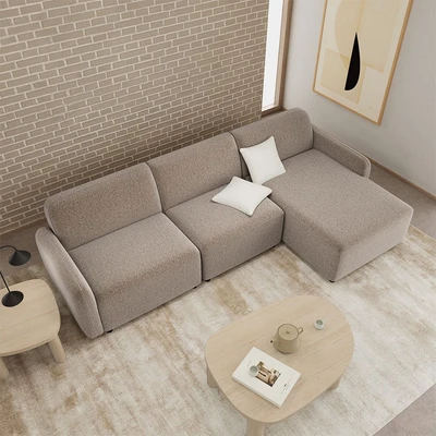 Gambar Nordia Rushville Set Sofa Modular Sudut Kanan Fabric - Krem Beige