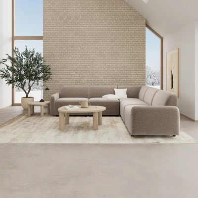 Gambar Nordia Rushville Set Sofa Modular L Sectional Fabric - Krem Beige