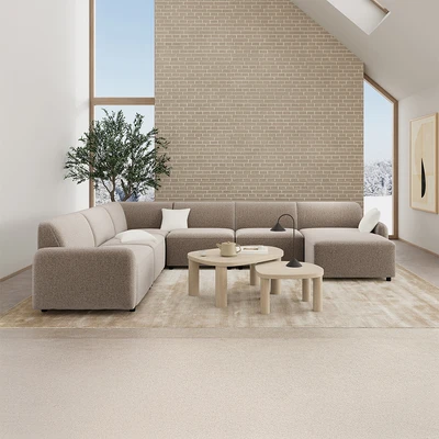 Gambar Nordia Rushville Set Sofa Modular Sectional Kanan Fabric - Krem Beige