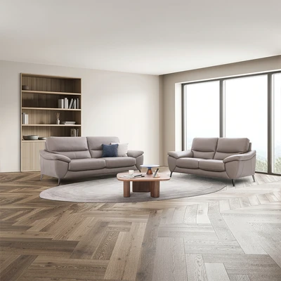 Gambar Informa Caleo Sofa Kulit 2 & 3 Seater - Abu-Abu