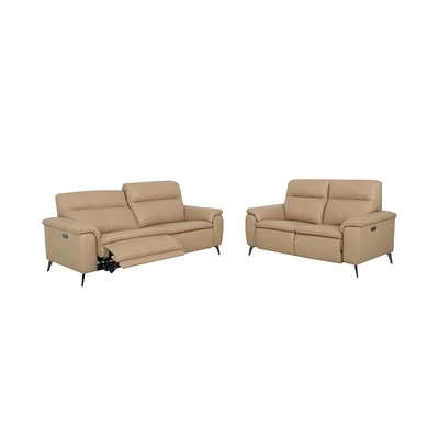 Gambar Ferrara Basel Set Sofa Recliner Kulit 2 & 3 Seater - Krem Nude