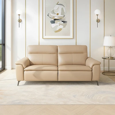 Gambar Ferrara Basel Sofa Recliner Kulit 3 Seater - Krem Nude