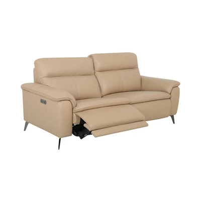 Gambar Ferrara Basel Sofa Recliner Kulit 3 Seater - Krem Nude