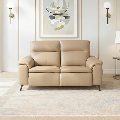 Gambar Ferrara Basel Sofa Recliner Kulit 2 Seater - Krem Nude