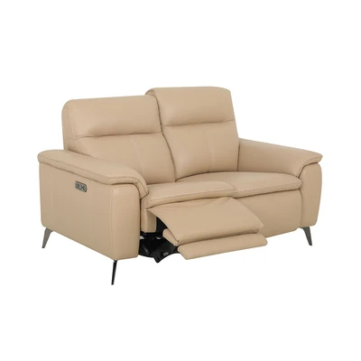 Gambar Ferrara Basel Sofa Recliner Kulit 2 Seater - Krem Nude