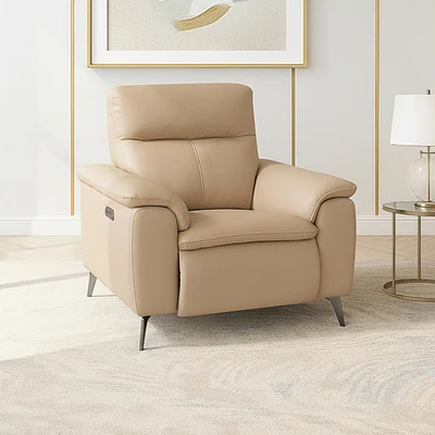 Gambar Ferrara Basel Sofa Recliner Kulit 1 Seater - Krem Nude