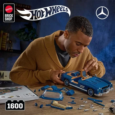Gambar Mattel Brick Shop Hot Wheels Mercedes Benz 300 Sl Set 1600 Pcs - Biru
