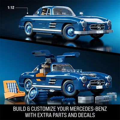 Gambar Mattel Brick Shop Hot Wheels Mercedes Benz 300 Sl Set 1600 Pcs - Biru