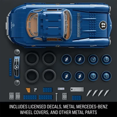 Gambar Mattel Brick Shop Hot Wheels Mercedes Benz 300 Sl Set 1600 Pcs - Biru