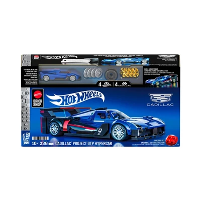 Gambar Mattel Brick Shop Hot Wheels Cadillac Project Gtp Hypercar Set 236 Pcs - Biru