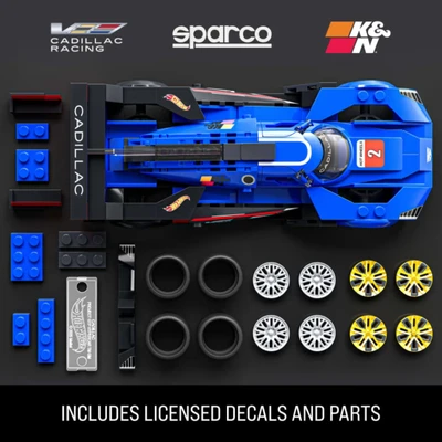 Gambar Mattel Brick Shop Hot Wheels Cadillac Project Gtp Hypercar Set 236 Pcs - Biru