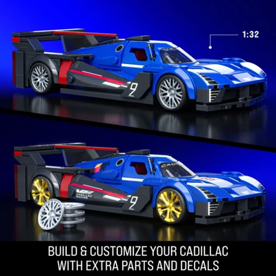 Gambar Mattel Brick Shop Hot Wheels Cadillac Project Gtp Hypercar Set 236 Pcs - Biru