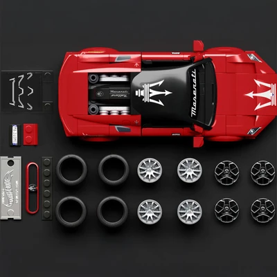 Gambar Mattel Brick Shop Hot Wheels Maserati Mc20 Set 250 Pcs - Merah