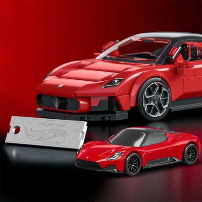 Gambar Mattel Brick Shop Hot Wheels Maserati Mc20 Set 250 Pcs - Merah