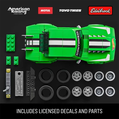 Gambar Mattel Brick Shop Hot Wheels Custom 68 Camaro Set 289 Pcs - Hijau