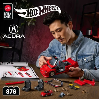 Gambar Mattel Brick Shop Hot Wheels 90 Acura Nsx Set 876 Pcs - Merah